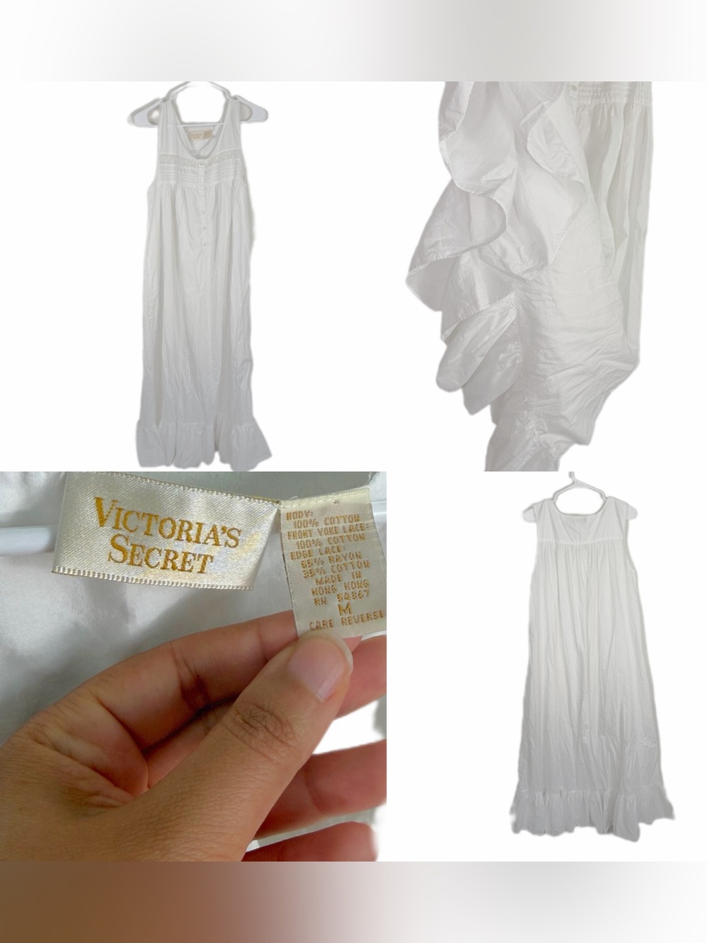 •VICTORIAS SECRET• Cottage Core Gold Label Cotton MooMoo MuMu Medium Nightgown - Picture 7 of 7